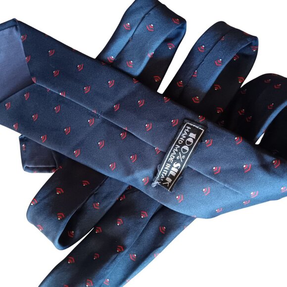 Vintage Handmade Silk Necktie With Geometric Pattern 58" 3" wide - Picture 3 of 4